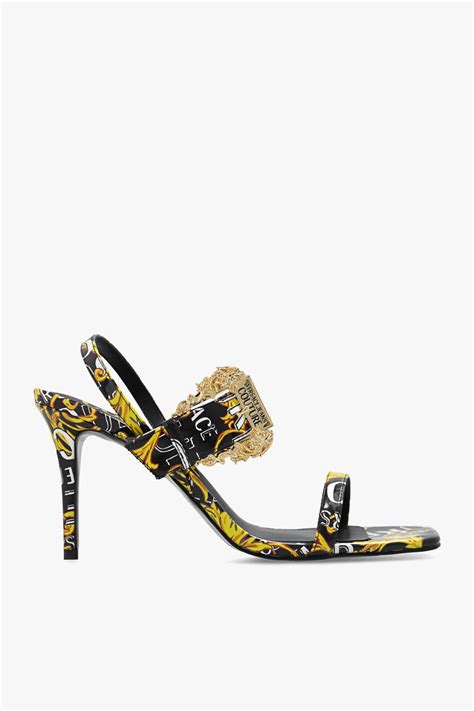 salone versace nero oro|VERSACE Heeled Sandals in Nero & Oro .